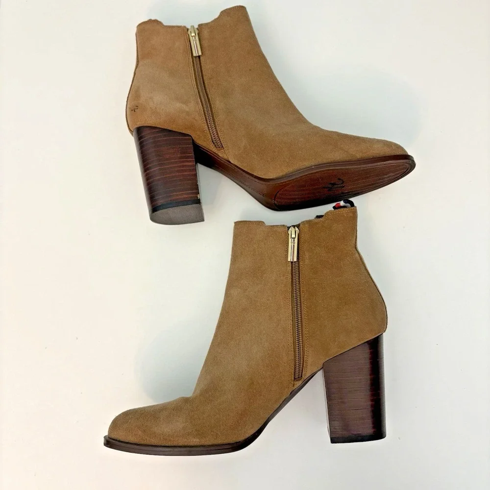 Tommy Hilfiger Ankle Booties Women's Size 10M Brown Suede ‎ Stacked Block heel - Picture 4 of 9